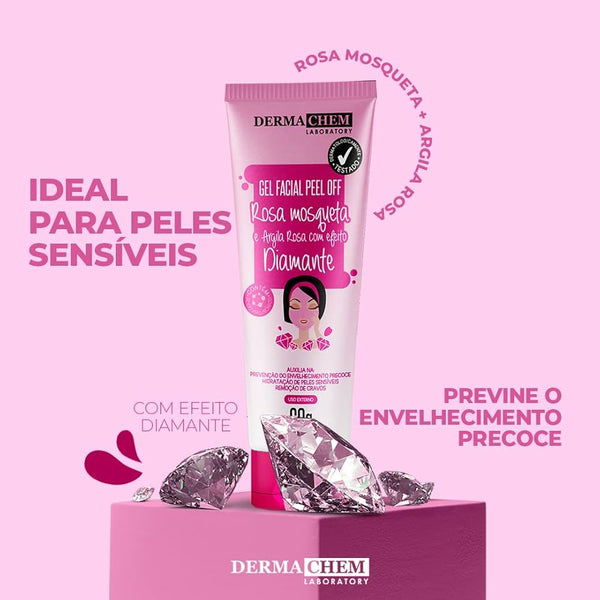 GEL FACIALPEEL OFF ROSA MOSQUETA E ARGILA ROSA DERMACHEM 60G